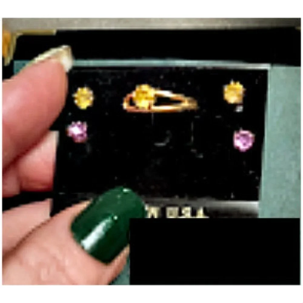 Girls' Yellow Gold Topaz Ring & Earrings Set